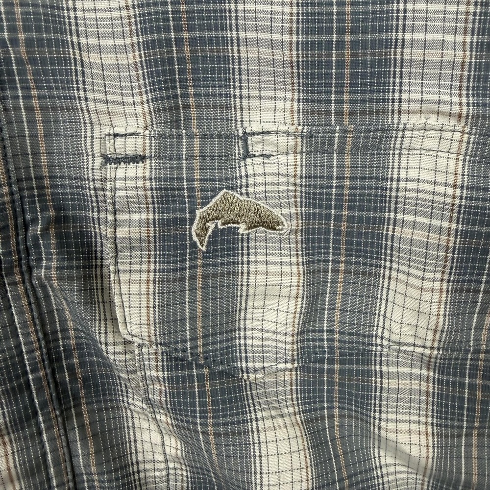 Simms Shirt Mens Large Blue Plaid Vented Fishing Snap Button Front Mesh L/S - Picture 6 of 16